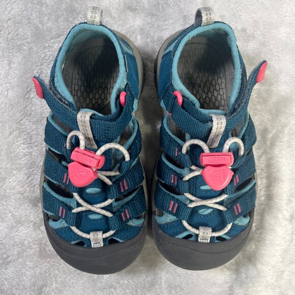Keen Newport H2 Kids 11 Hiking Rugged Sandals Youth Blue Pink Waterproof - Picture 3 of 9